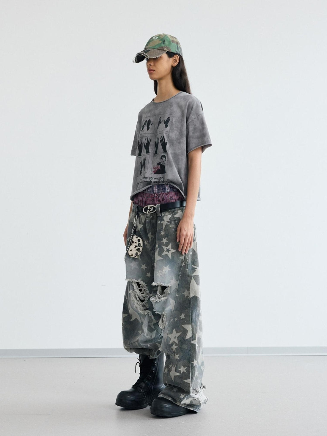 Peoplesense Vintage Washed Print Oversized Unisex Cotton Tee