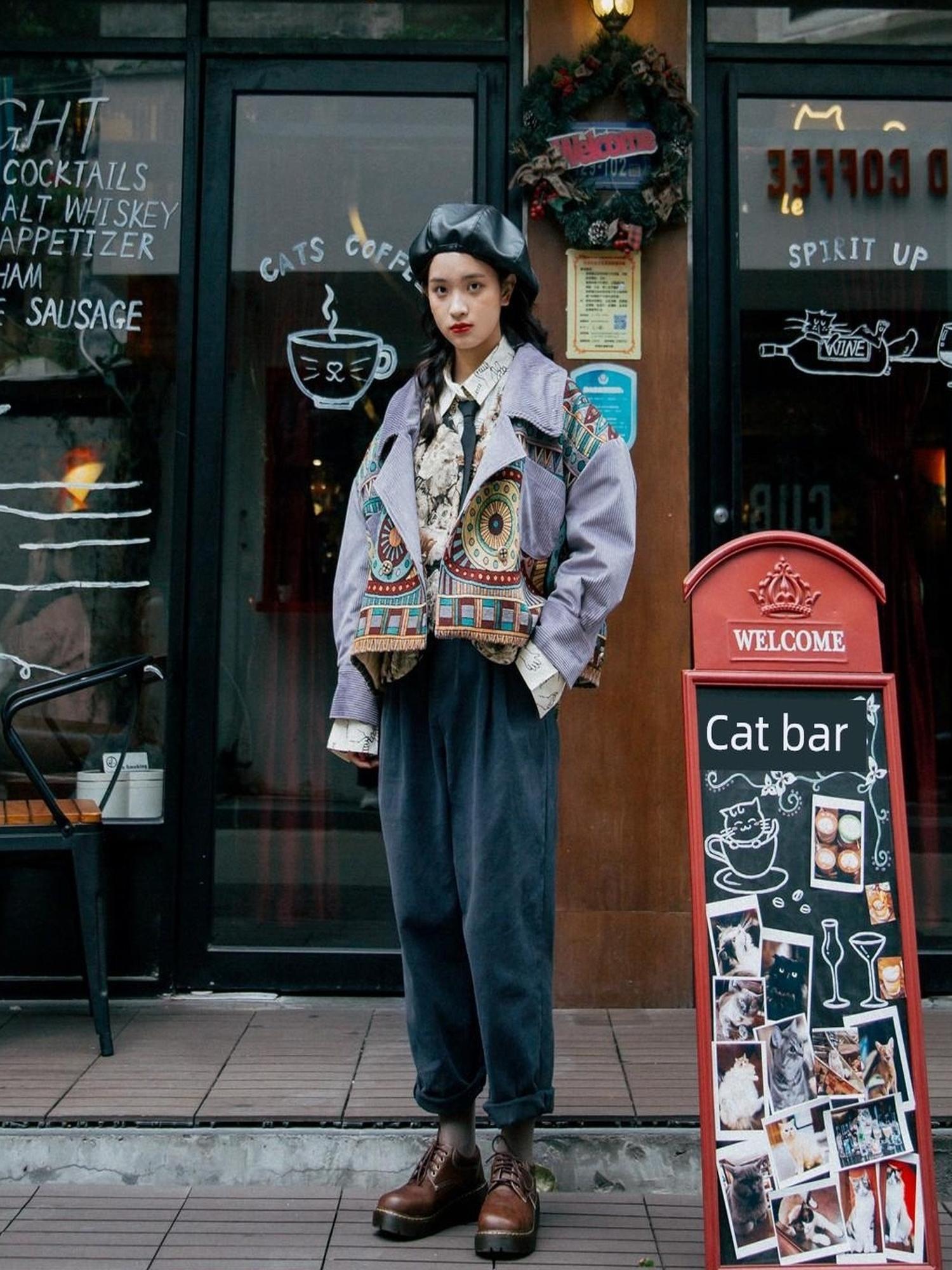 Sweet Mi Vintage Washed Twill Canvas Winter Loose Pants