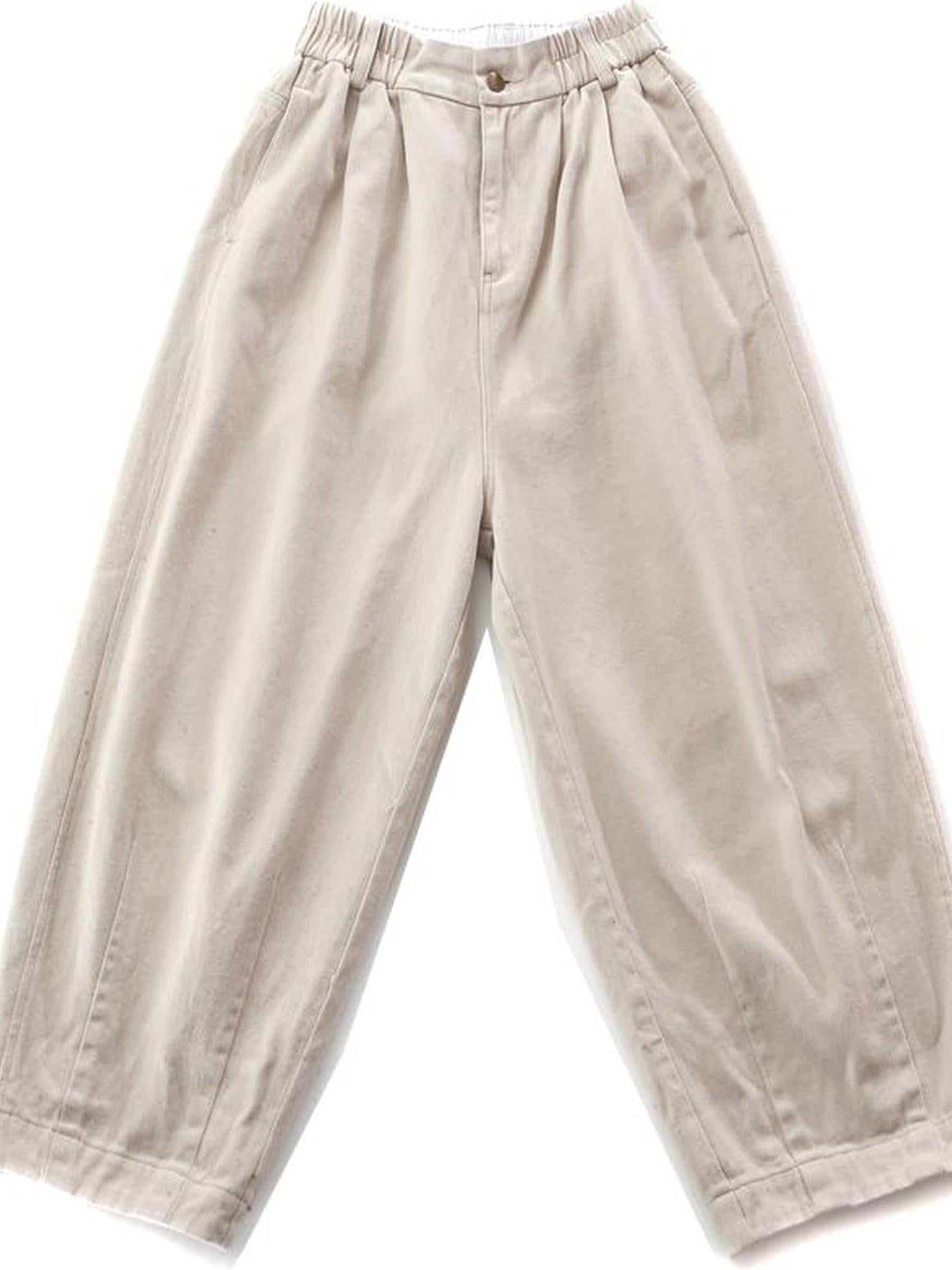 Sweet Mi Vintage Washed Twill Canvas Winter Loose Pants