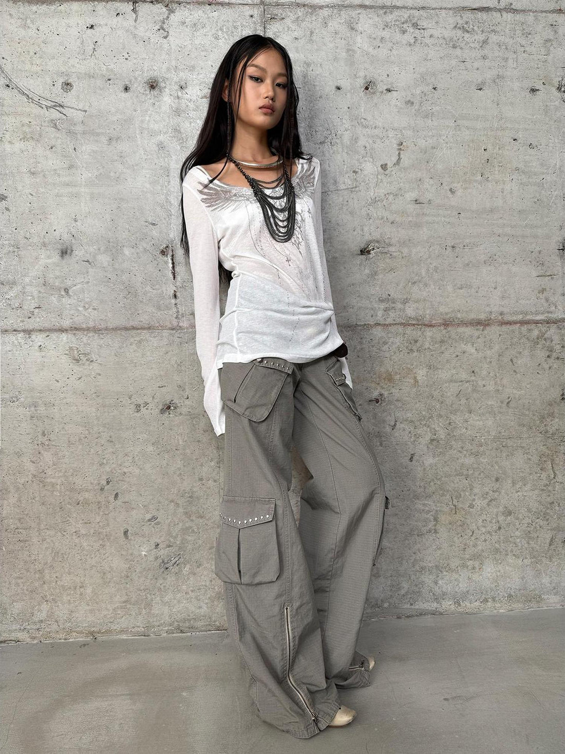 DoublePunch Vintage Washed Western Wide-Leg Work Pants