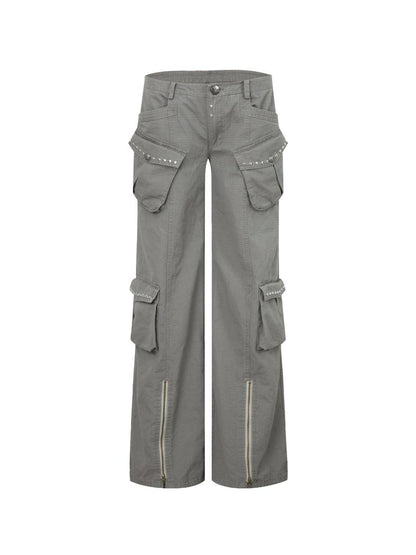DoublePunch Vintage Washed Western Wide-Leg Work Pants