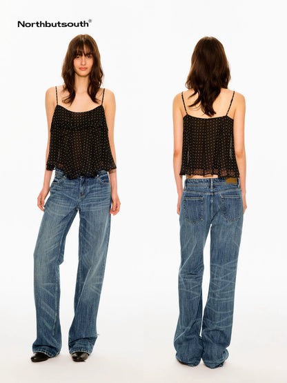 Vintage Whisker Washed Slim Low Rise Women&