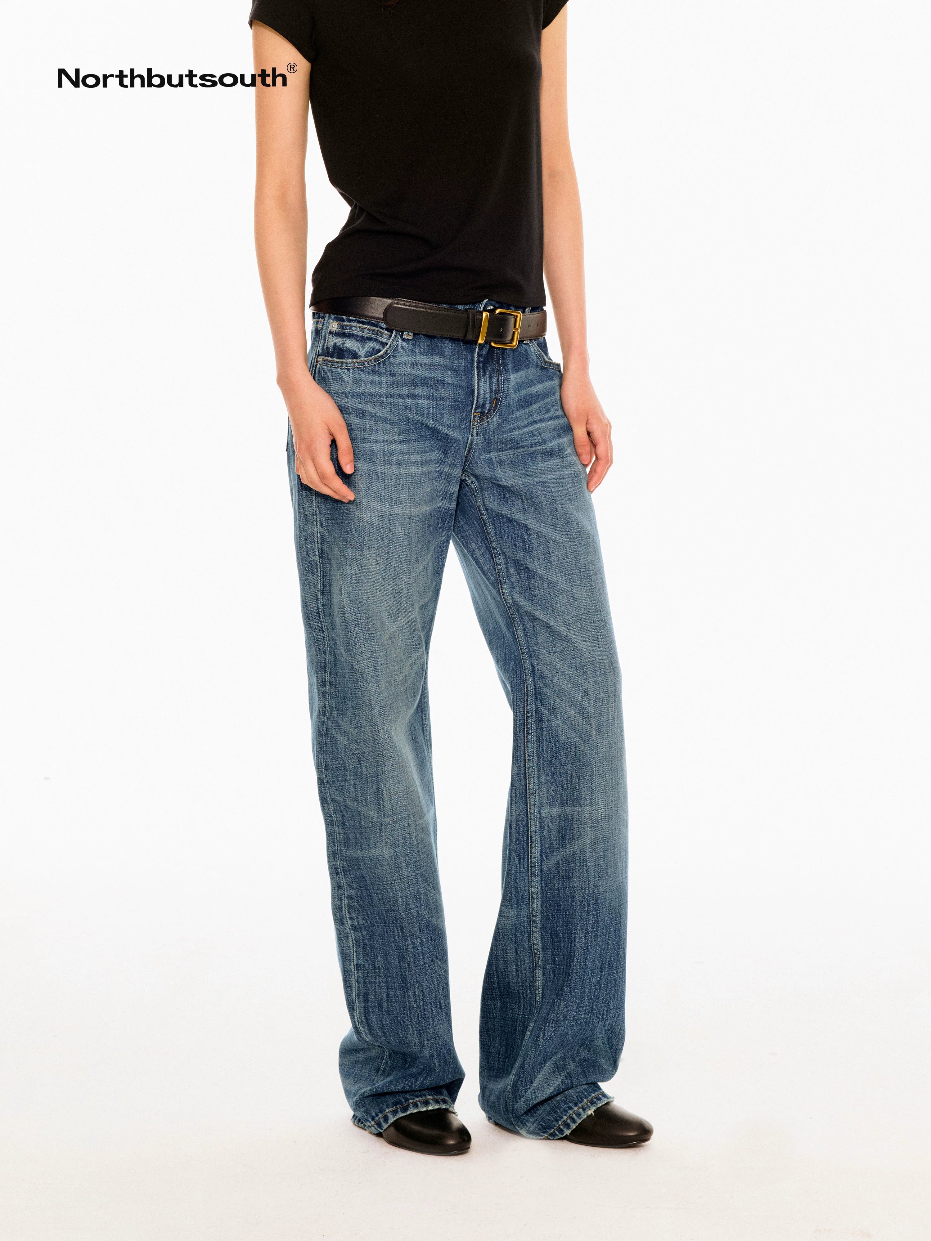 Vintage Whisker Washed Slim Low Rise Women&
