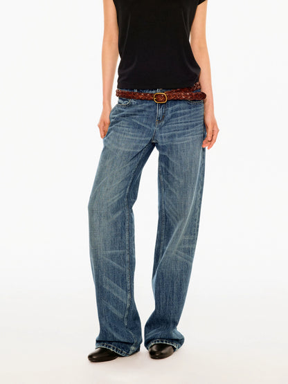 Vintage Whisker Washed Slim Low Rise Women&