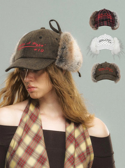 Vintage Wool Baseball Cap Winter Warm Christmas Hat For Women