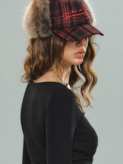 STRIKE A POSE Vintage Wool Baseball Cap Winter Warm Christmas Hat For Women