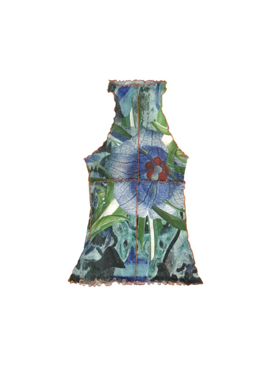 Vintage Y2K Mesh Sleeveless Print Vest Top