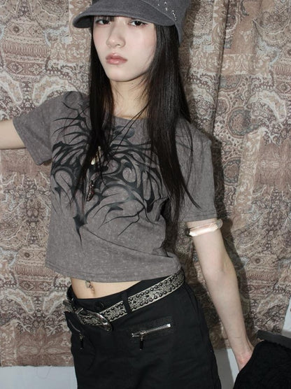 ang project Vintage Y2K Metal Distressed Silver Gray Punk Studded Belt