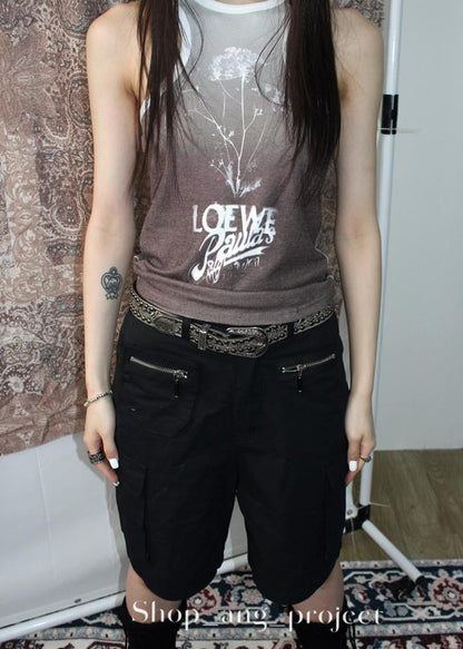 ang project Vintage Y2K Metal Distressed Silver Gray Punk Studded Belt