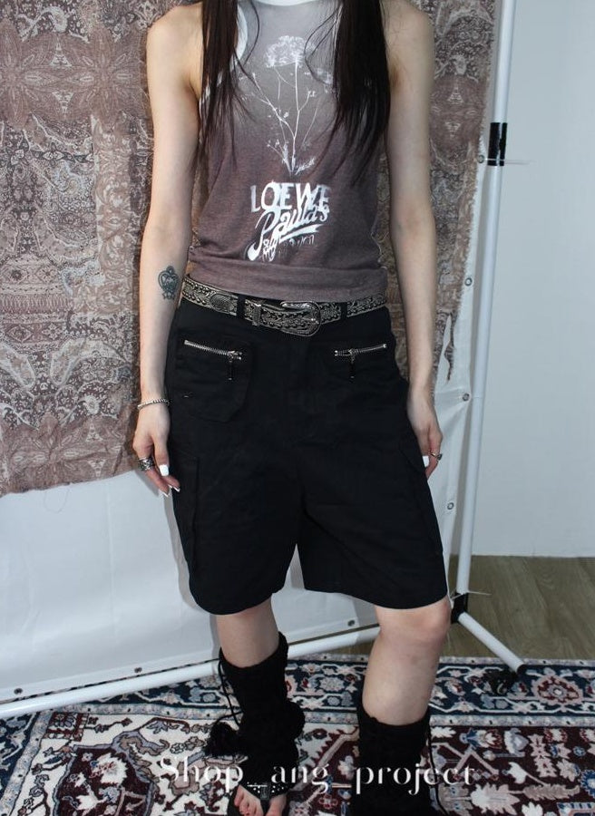 ang project Vintage Y2K Metal Distressed Silver Gray Punk Studded Belt