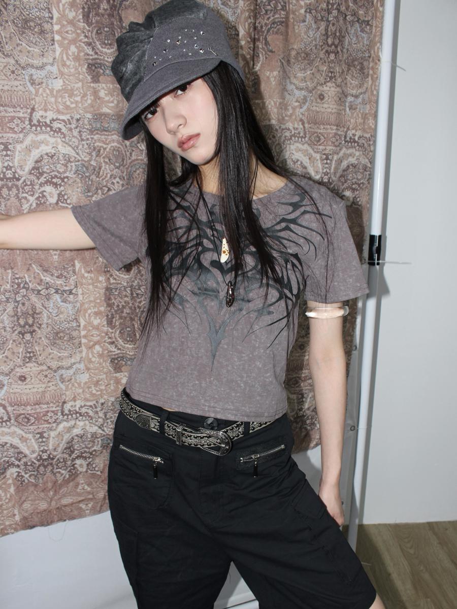 ang project Vintage Y2K Metal Distressed Silver Gray Punk Studded Belt
