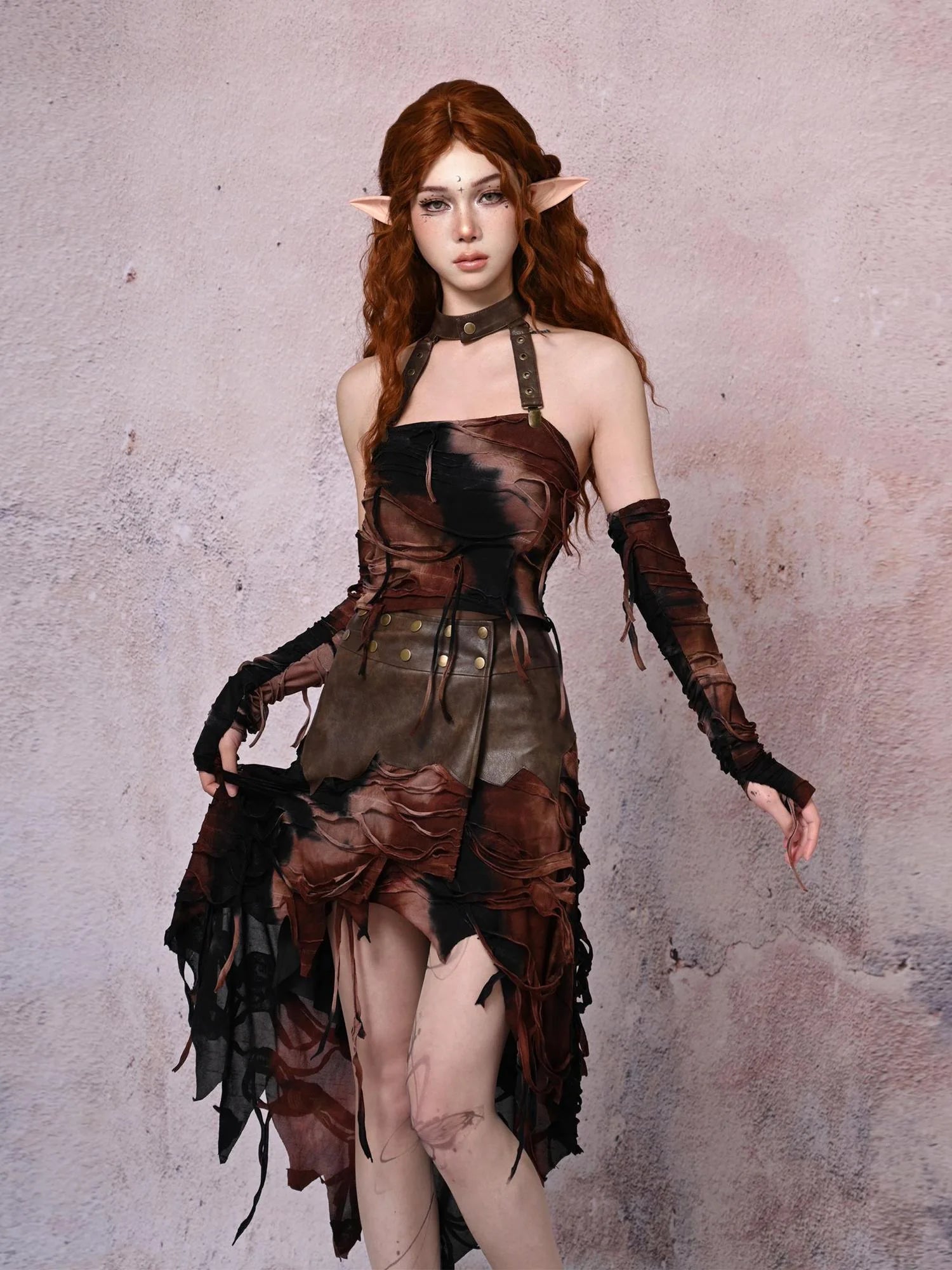 Virtual Orbit Asymmetric Dystopian Tie Dye Maxi Skirt