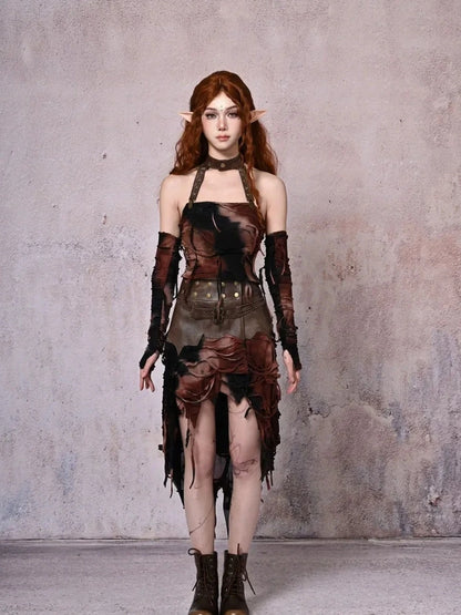 Virtual Orbit Asymmetric Dystopian Tie Dye Maxi Skirt