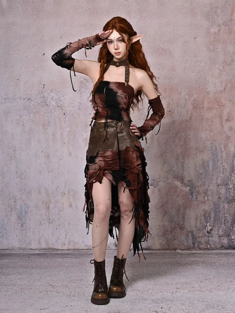 Virtual Orbit Asymmetric Dystopian Tie Dye Maxi Skirt