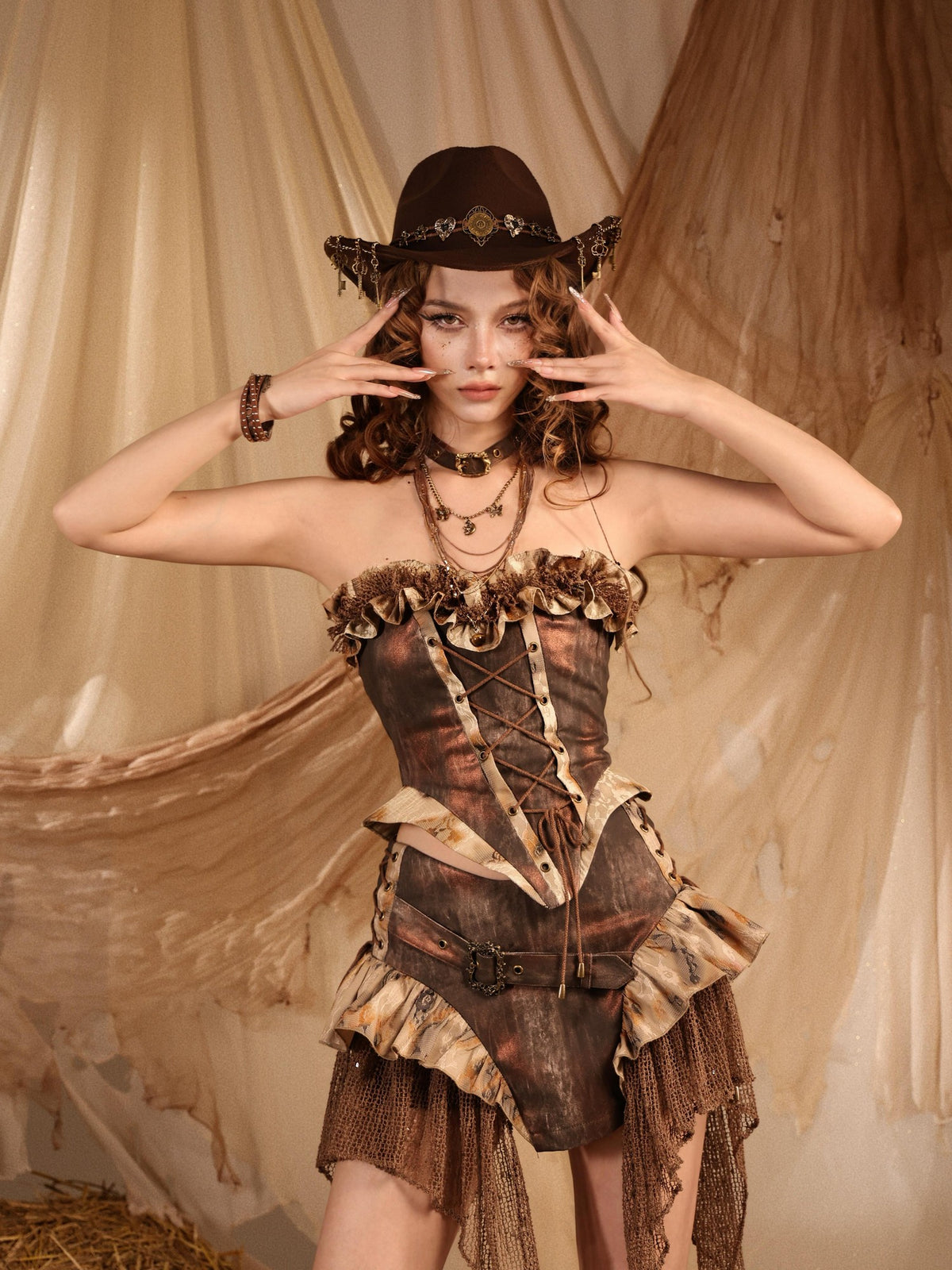 Virtual Orbit Asymmetric Y2k Grunge Nomad Retro Women&