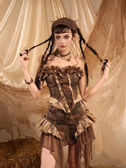 Virtual Orbit Asymmetric Y2k Grunge Nomad Retro Women&