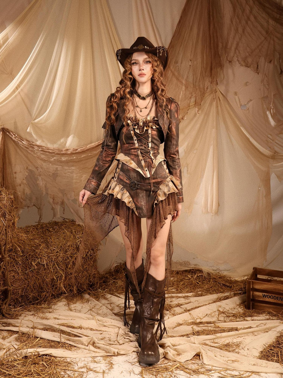 Virtual Orbit Asymmetric Y2k Grunge Nomad Retro Women&