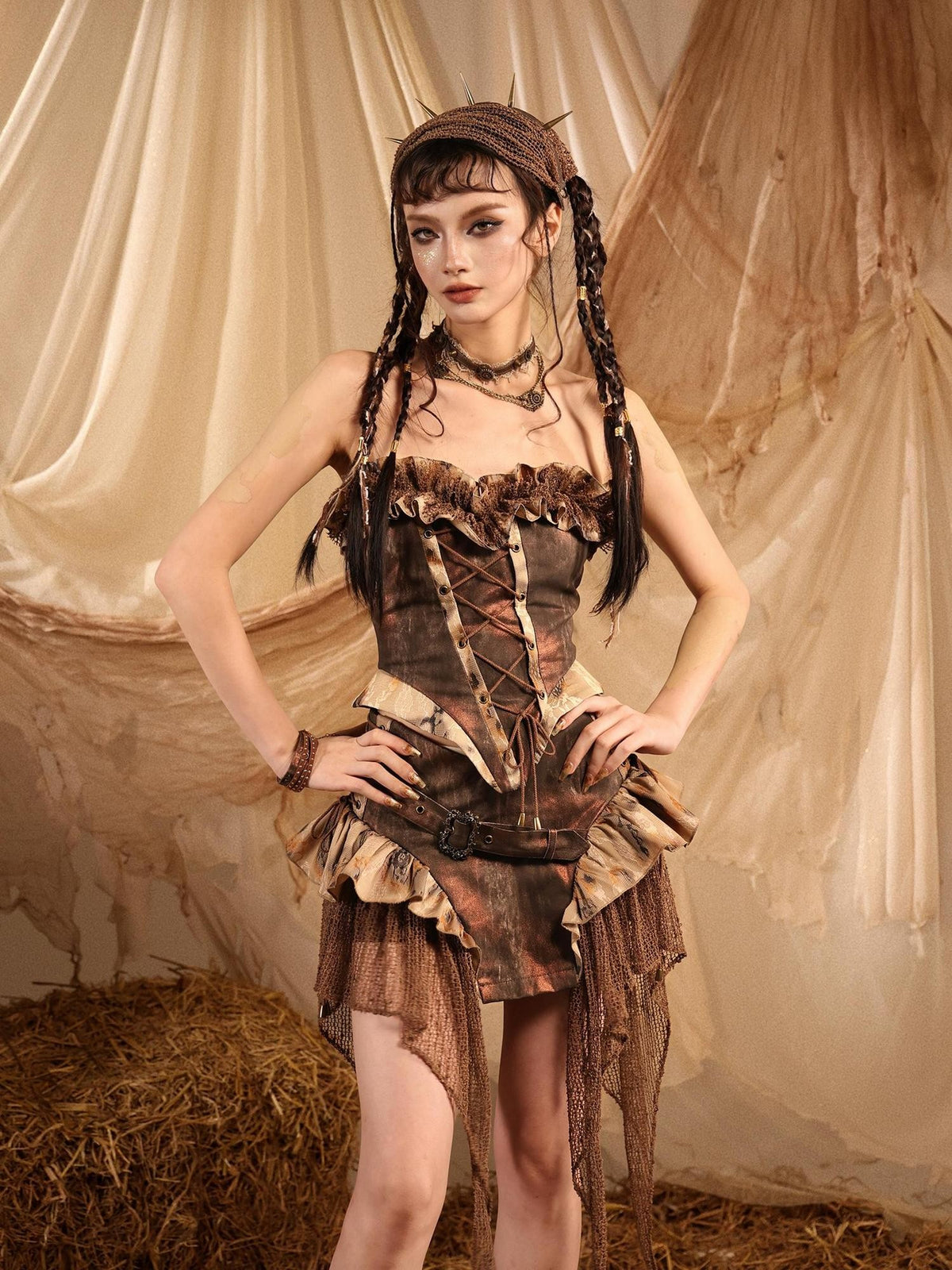 Virtual Orbit Asymmetric Y2k Grunge Nomad Retro Women&