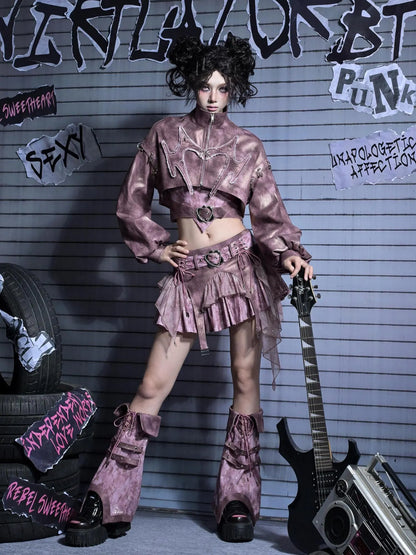 Virtual Orbit Broken Heart Butterfly Punk Denim Jacket