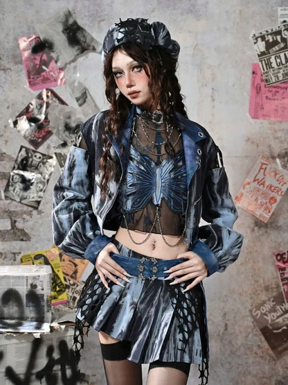 Virtual Orbit Butterfly Punk Mesh Top Set