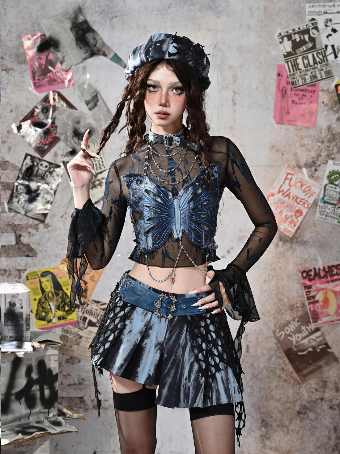 Virtual Orbit Butterfly Punk Mesh Top Set