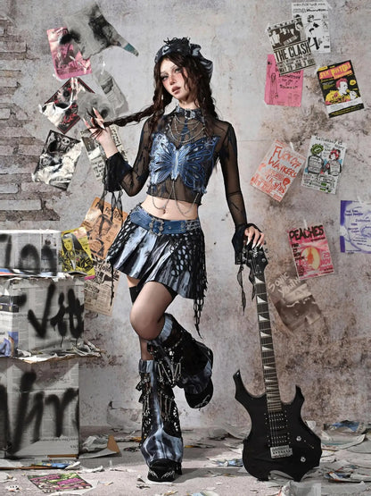 Virtual Orbit Butterfly Punk Mesh Top Set