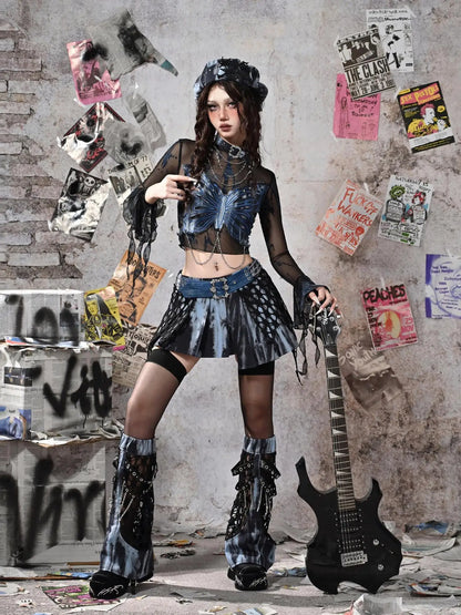 Virtual Orbit Butterfly Punk Mesh Top Set