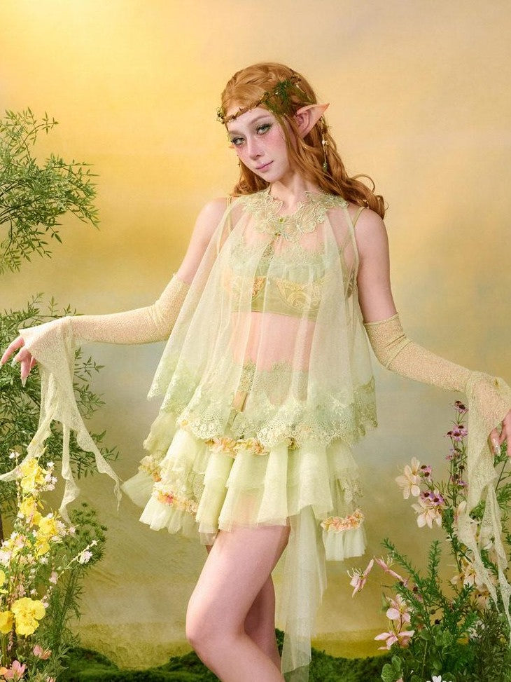 Virtual Orbit Butterfly Sheer Layered Openwork Sleeveless High Neck Women&