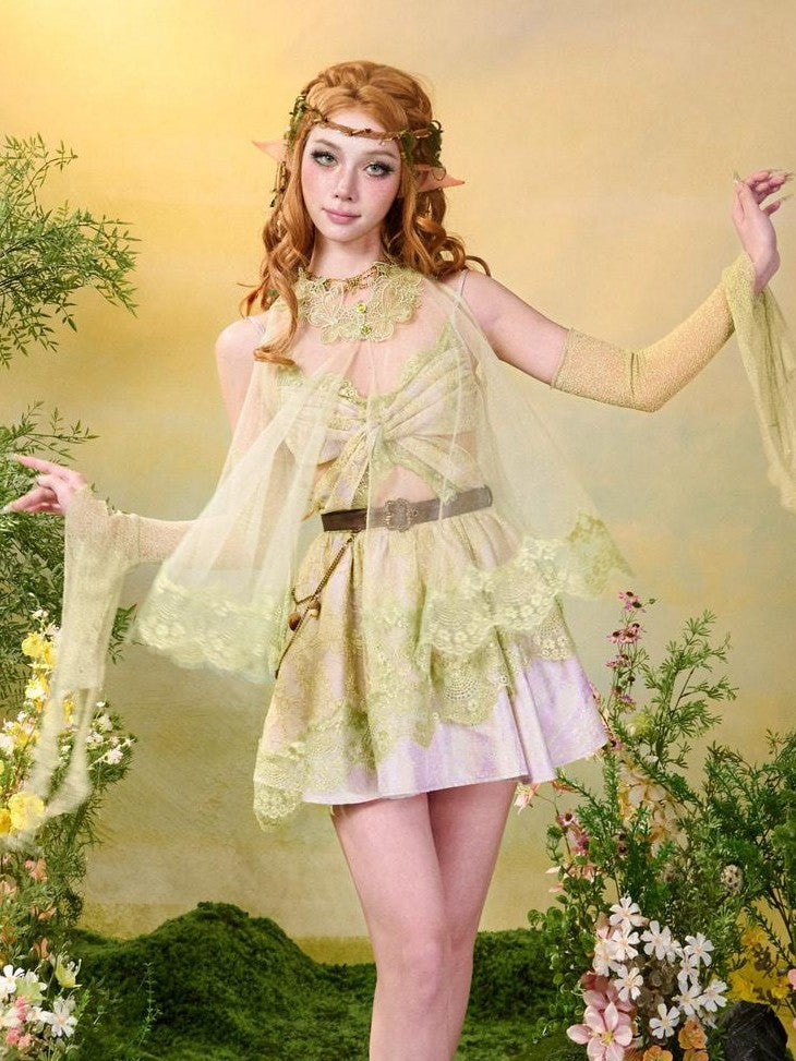 Virtual Orbit Butterfly Sheer Layered Openwork Sleeveless High Neck Women&