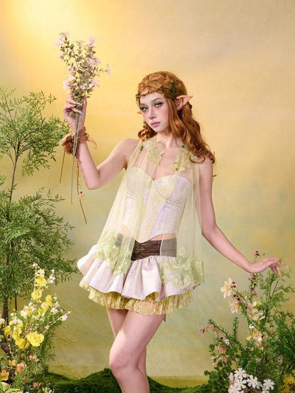 Virtual Orbit Butterfly Sheer Layered Openwork Sleeveless High Neck Women&