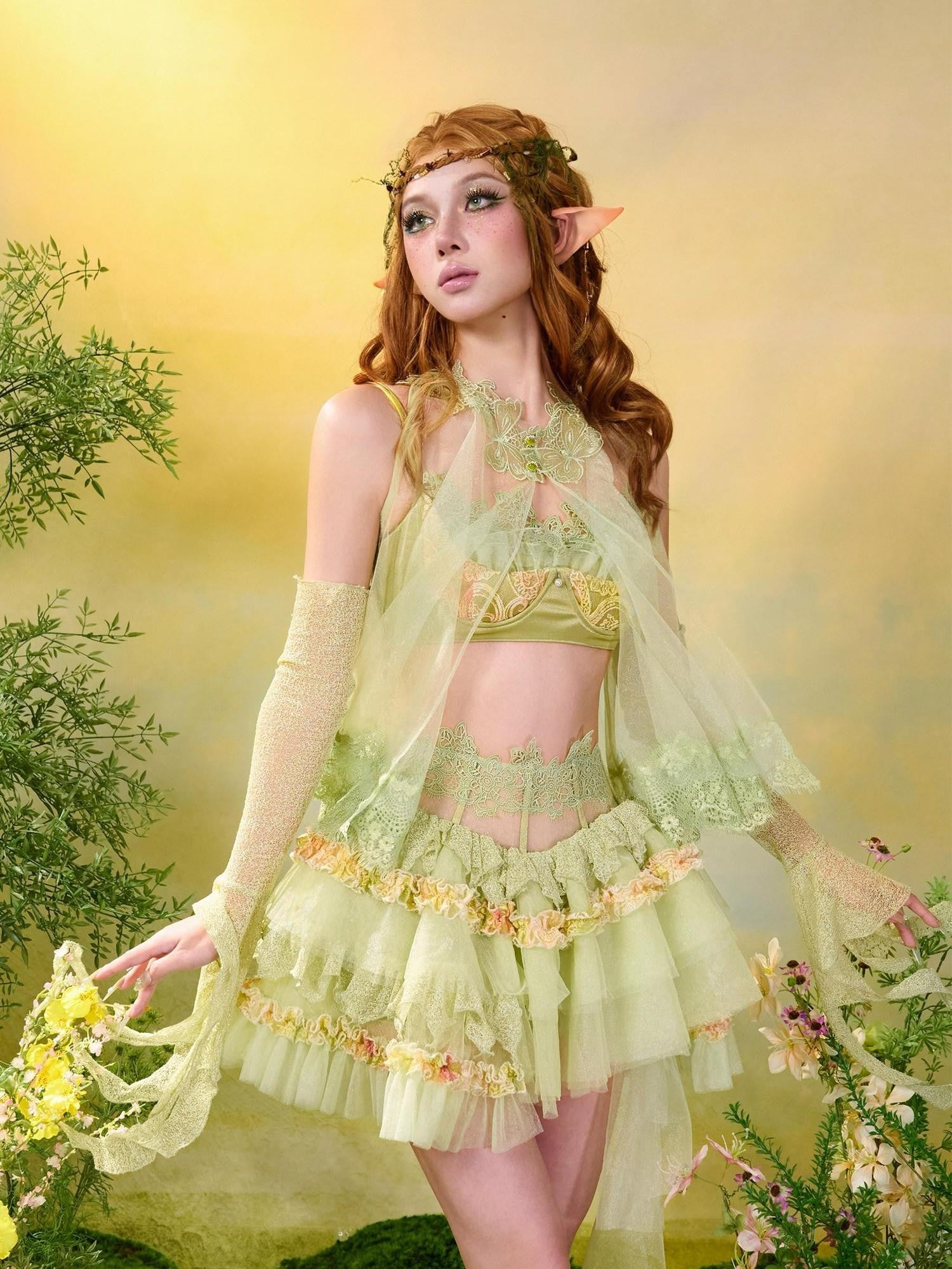 Virtual Orbit Butterfly Sheer Layered Openwork Sleeveless High Neck Women&