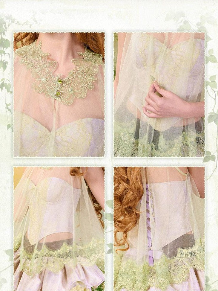 Virtual Orbit Butterfly Sheer Layered Openwork Sleeveless High Neck Women&