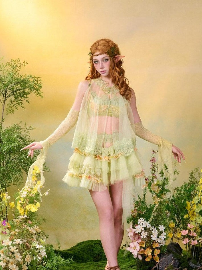 Virtual Orbit Butterfly Sheer Layered Openwork Sleeveless High Neck Women&