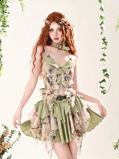 Virtual Orbit Butterfly Wing Flutter Neckline Blouse