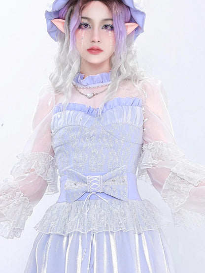 Virtual Orbit Chiffon Lace Bow Brooch Hair Clip