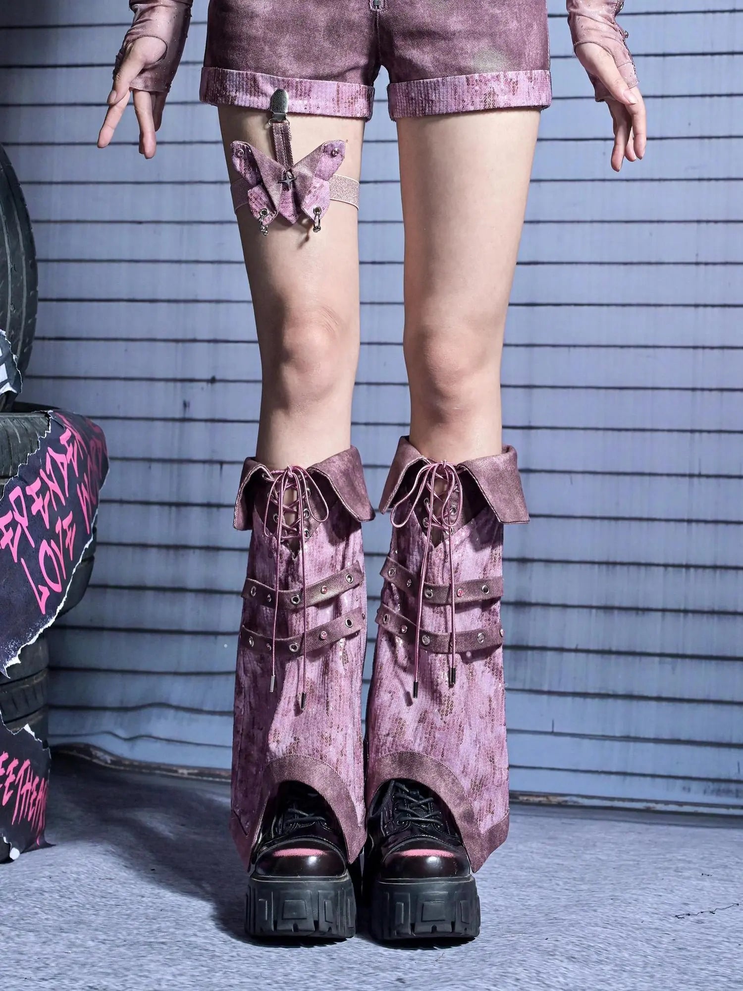 Corroded Butterfly Punk Leggings