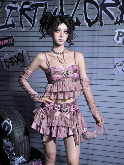 Virtual Orbit Corroded Butterfly Punk Mini Skirt