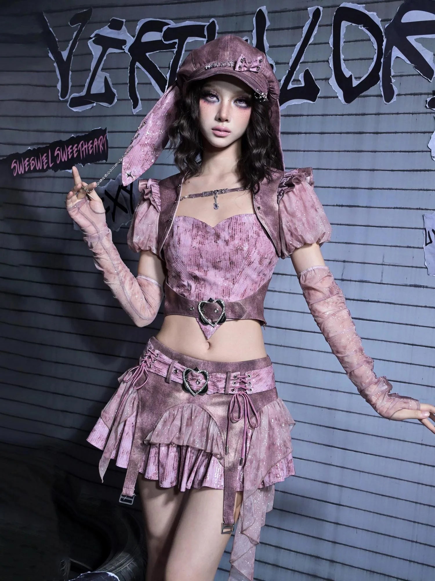 Virtual Orbit Corroded Butterfly Punk Mini Skirt