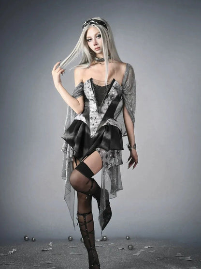 Cybernetic Ghost Y K Ruin Punk Dress V-neck T-shirt Long Sleeve