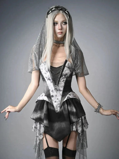 Cybernetic Ghost Y K Ruin Punk Dress V-neck T-shirt Long Sleeve