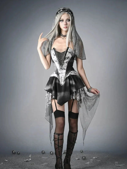 Cybernetic Ghost Y K Ruin Punk Dress V-neck T-shirt Long Sleeve