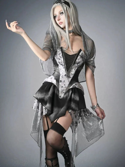 Cybernetic Ghost Y K Ruin Punk Dress V-neck T-shirt Long Sleeve