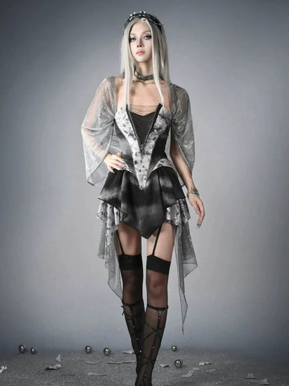 Cybernetic Ghost Y K Ruin Punk Dress V-neck T-shirt Long Sleeve