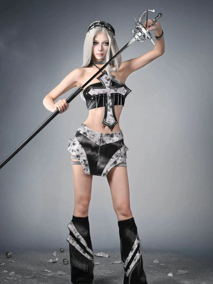 Virtual Orbit Cyberpunk Y3K Chain Headband Gothic Rock Hair Accessory