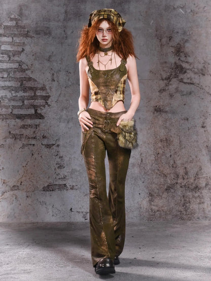 Virtual Orbit Disarray Boundary Y2 K Grid Corset Top