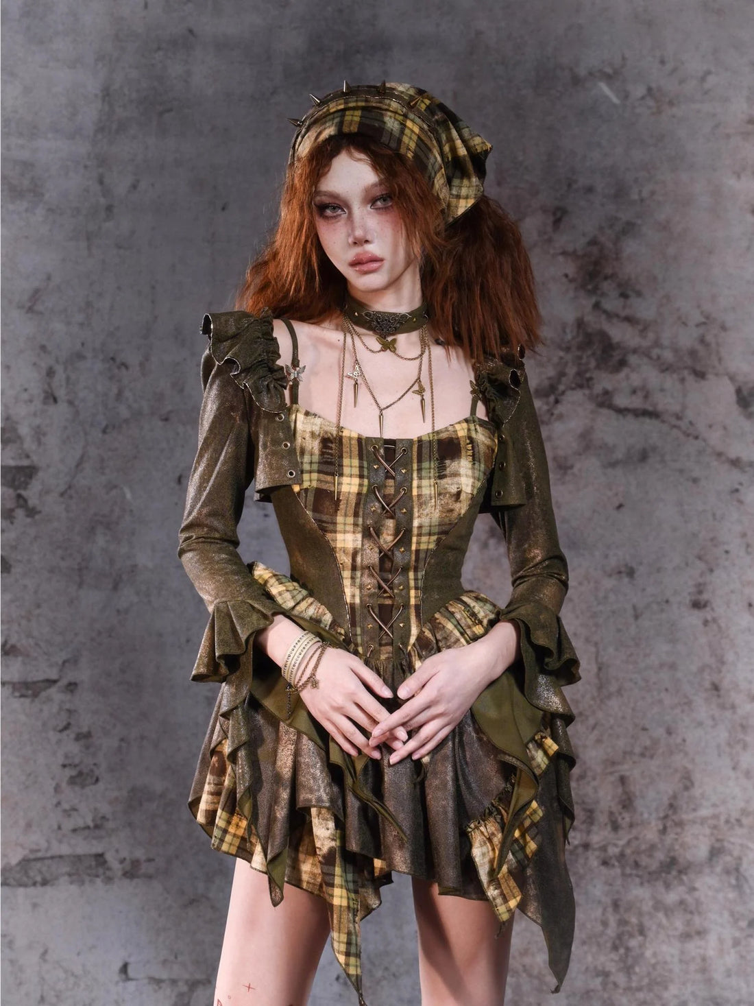 Virtual Orbit Disordered Boundary Y2K Floral Punk Asymmetrical Vest