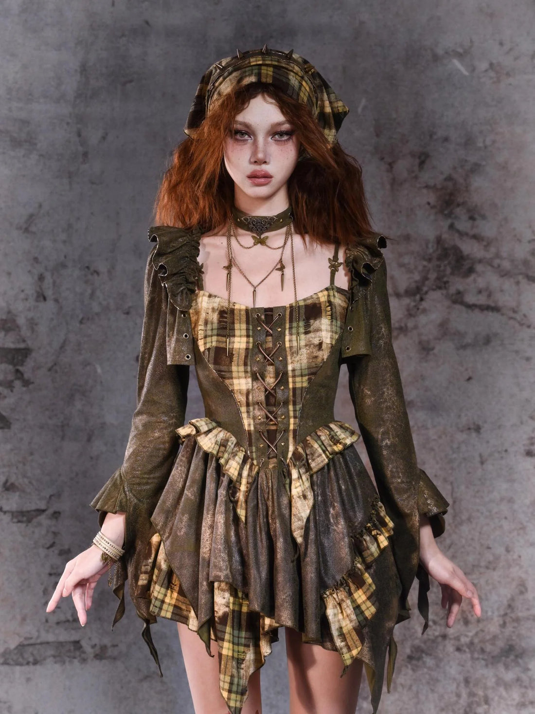 Virtual Orbit Disordered Boundary Y2K Floral Punk Asymmetrical Vest