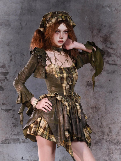 Virtual Orbit Disordered Boundary Y2K Floral Punk Asymmetrical Vest