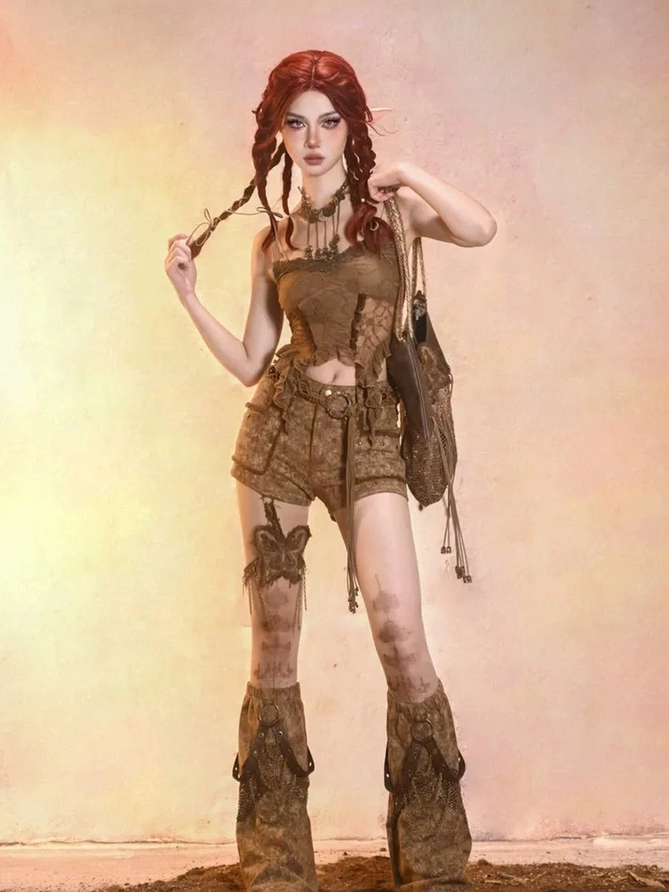 Virtual Orbit Distressed Denim Leg Warmers Y2k