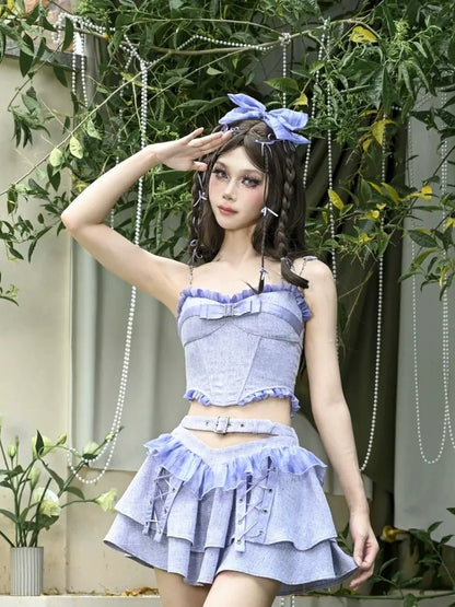 Virtual Orbit Dreamweaver Purple Bow Tie Bustier Top